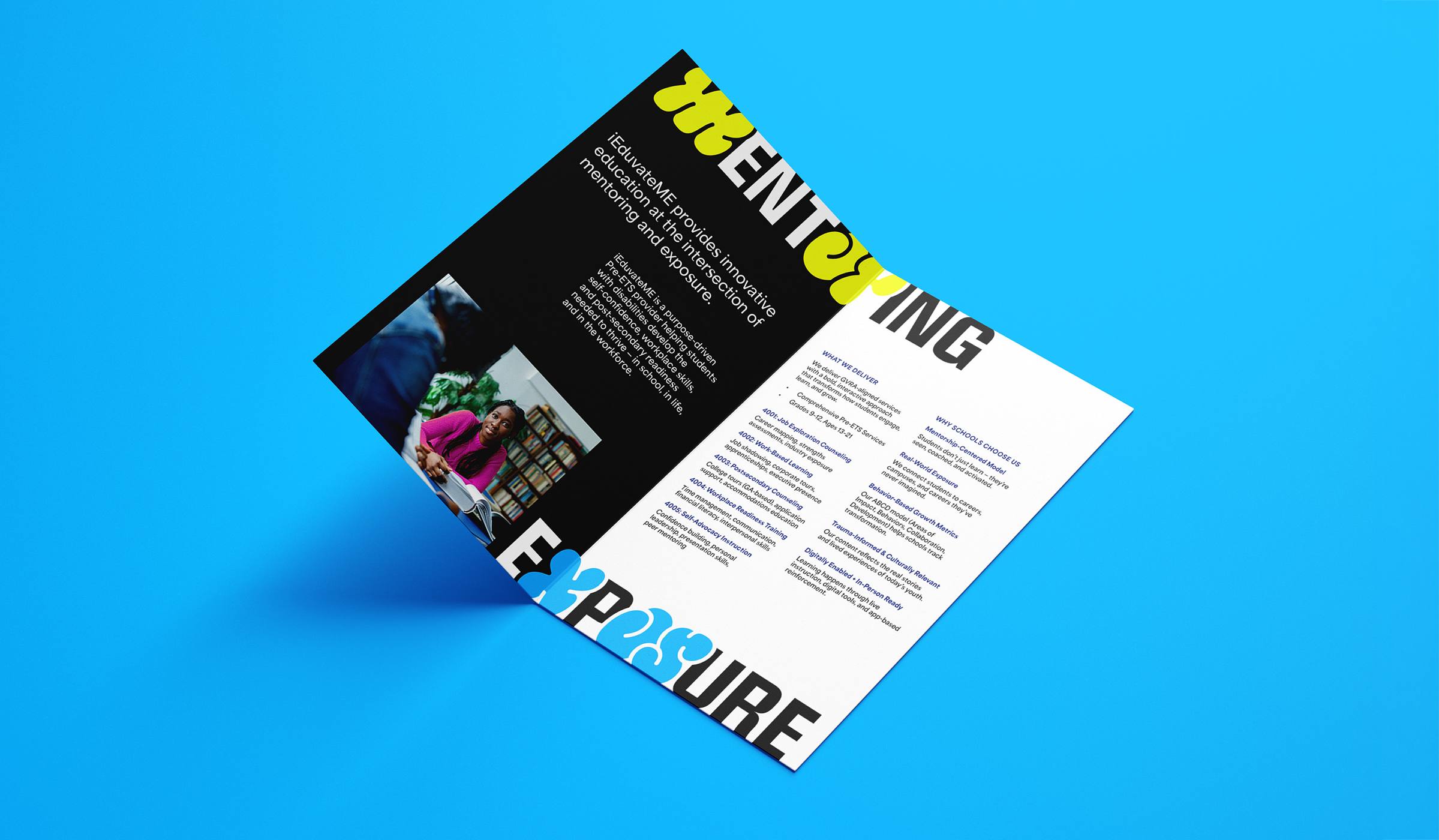 Brand identity for iEduvateME, a non-profit personalizing and democratizing learning for all students